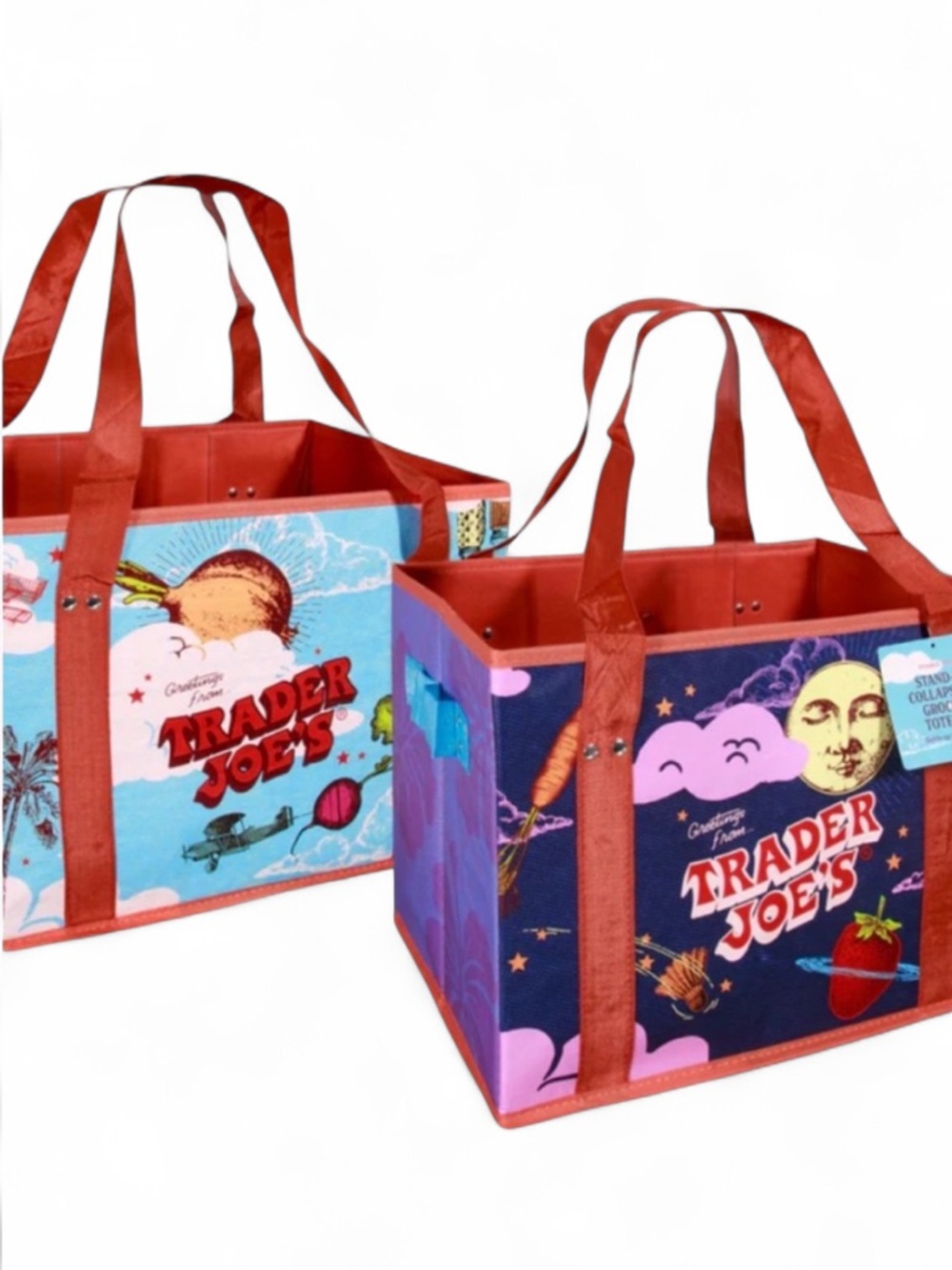🆕🧺 Trader Joe’s Stand Up Collapsable Caddy Tote NWT